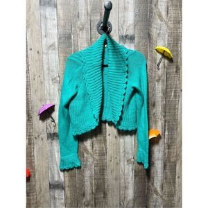 Alpaca Fina Peru Teal Knit Cropped Cardigan Bolero